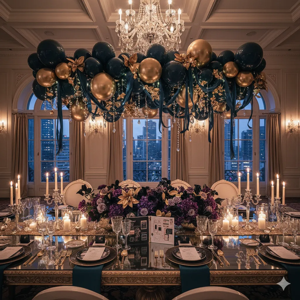 Signature luxury party styling package with premium decorations and comprehensive design